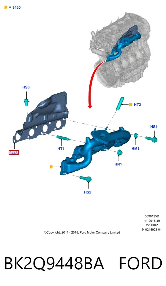 Прокладка колектора BK2Q9448BA Ford