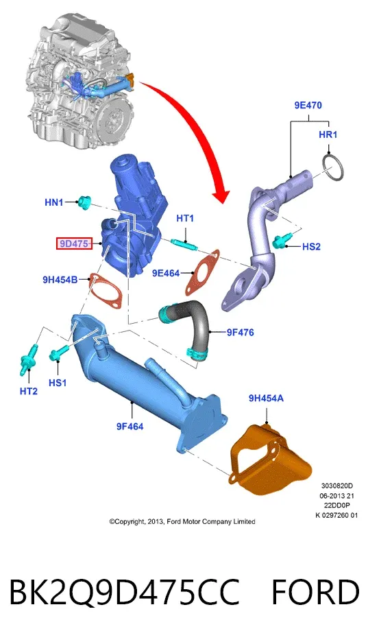 Клапан ЄГР BK2Q9D475CC Ford
