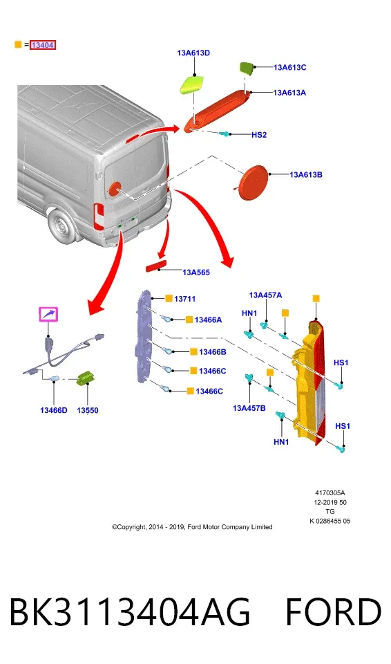 Задня права фара BK3113404AG Ford