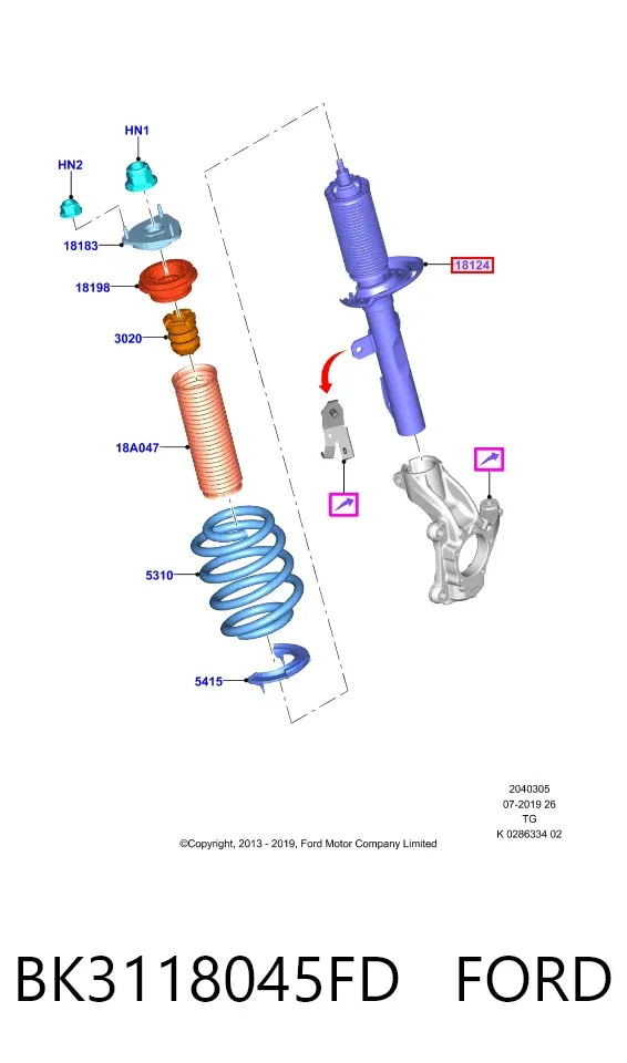 Амортизатор передній BK3118045FD Ford