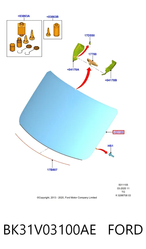 Лобове скло BK31V03100AE Ford