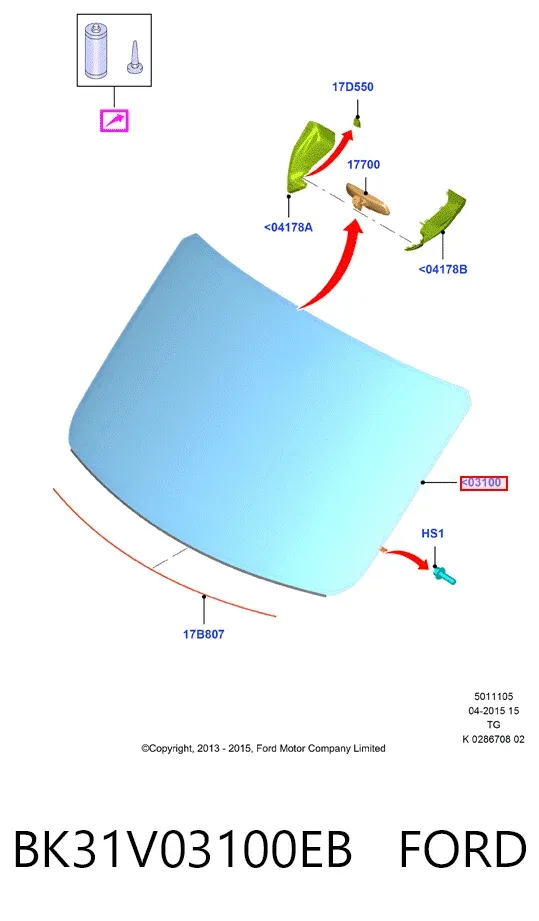 Лобове скло BK31V03100EB Ford