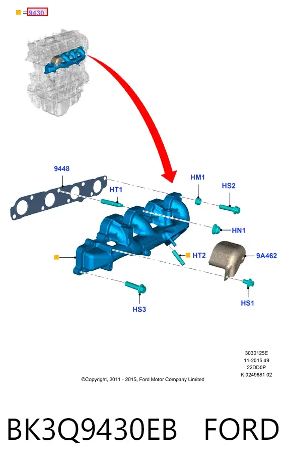 Випускний колектор BK3Q9430EB Ford