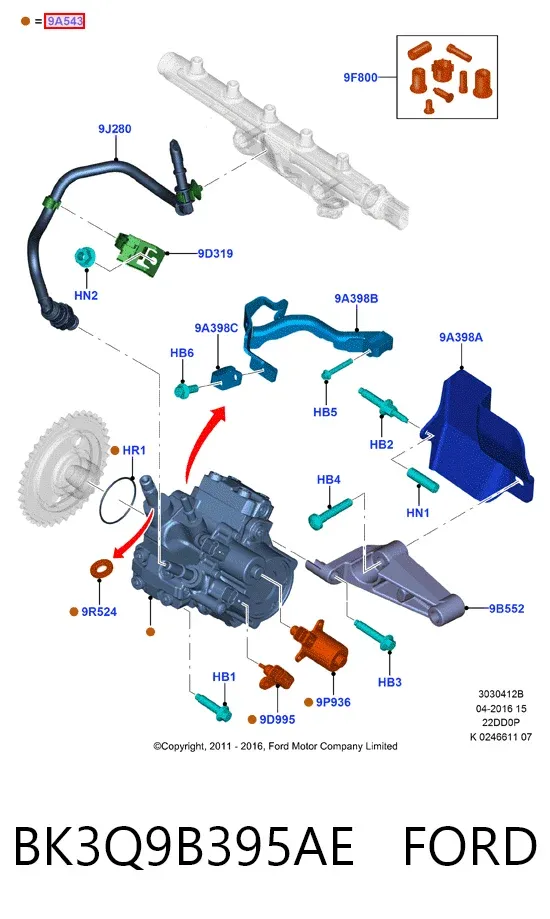 Паливний насос високого тиску BK3Q9B395AE Ford