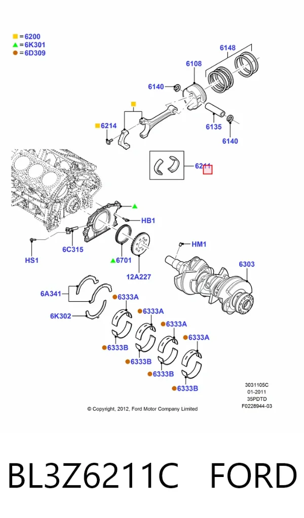 Вкладиші шатунні BL3Z6211C Ford