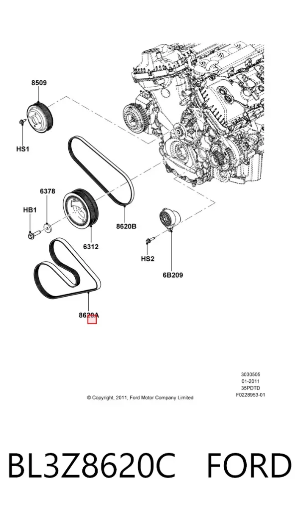 Натяжний ролик BL3Z8620C Ford