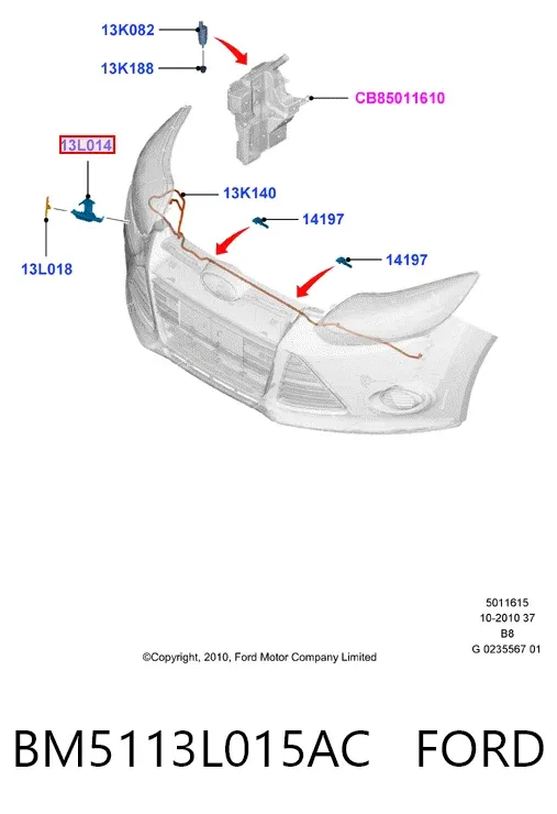Форсунка омивача фари передньої, лівою BM5113L015AC Ford