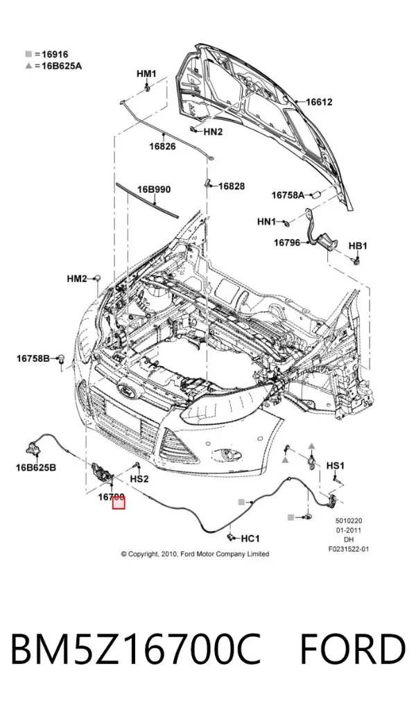 Замок капота BM5Z16700C Ford