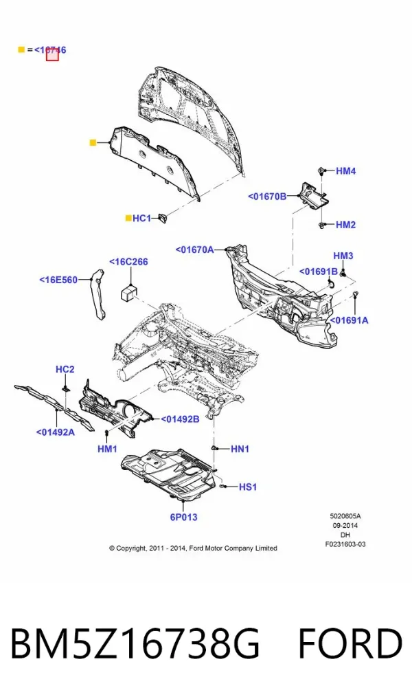 Шумоізоляція капота BM5Z16738G Ford