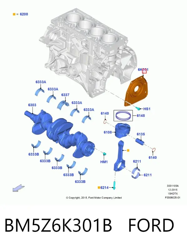 Сальник колінвала задній BM5Z6K301B Ford