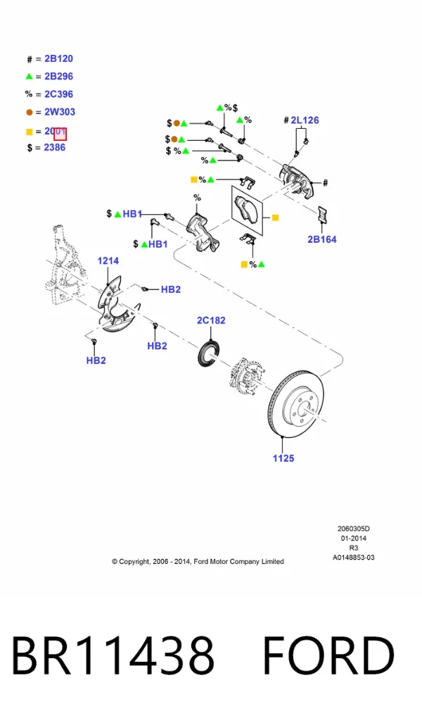 Передні тормозні колодки BR11438 Ford