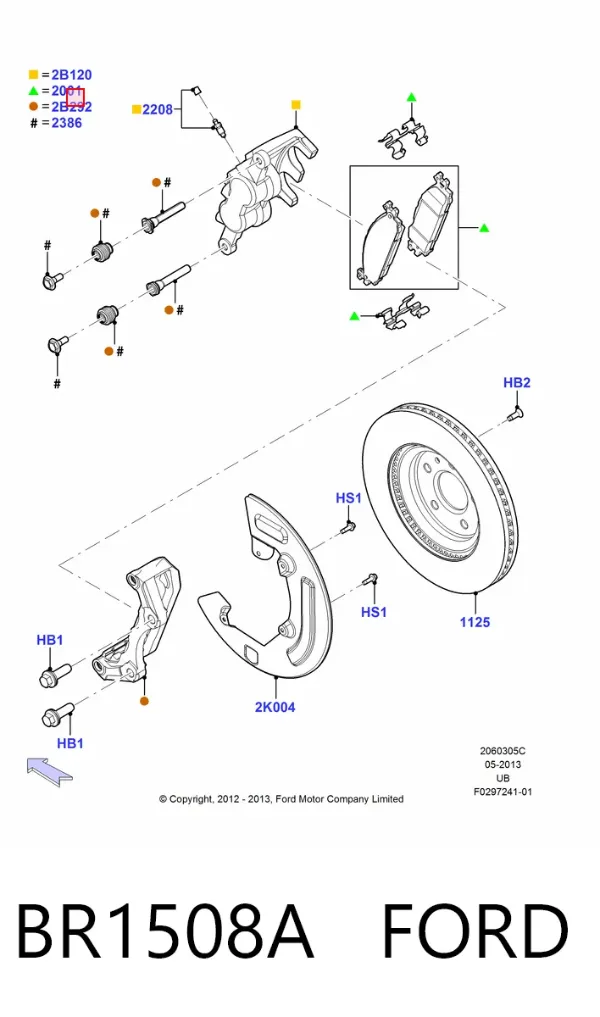 Передні тормозні колодки BR1508A Ford