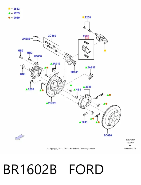 Задні гальмівні колодки BR1602B Ford