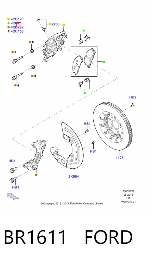 Передні тормозні колодки BR1611 Ford