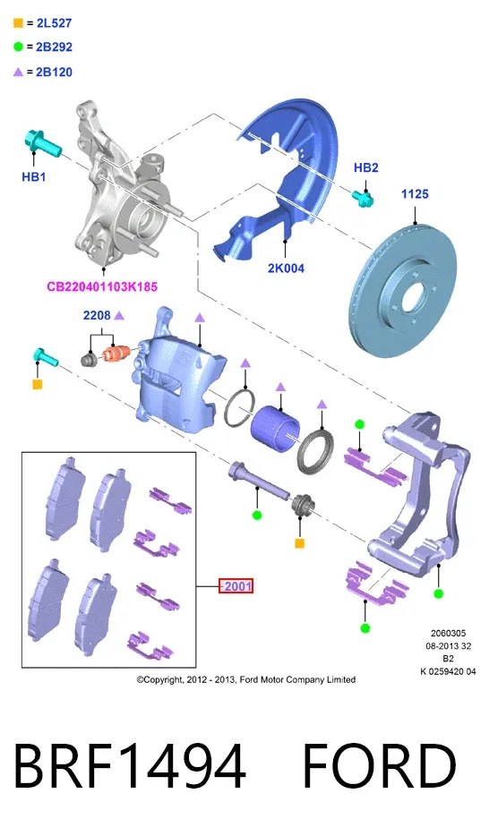 Передні тормозні колодки BRF1494 Ford