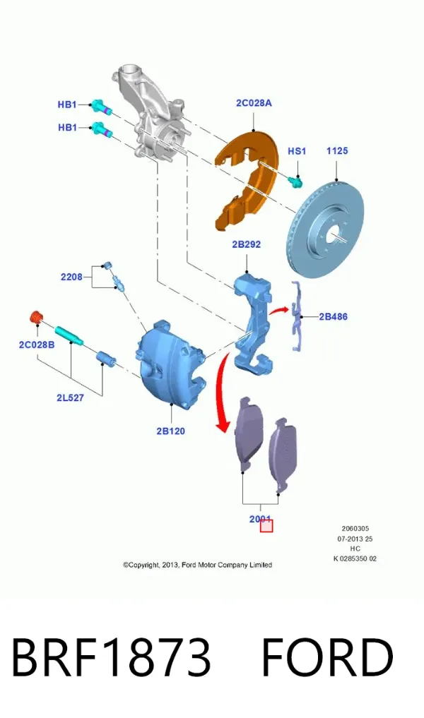 Передні тормозні колодки BRF1873 Ford