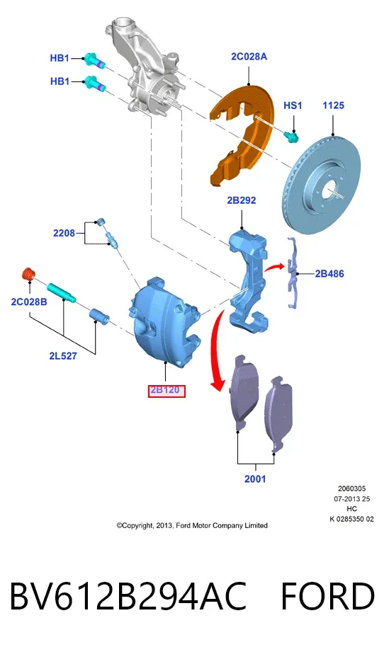 Супорт гальмівний передній правий BV612B294AC Ford