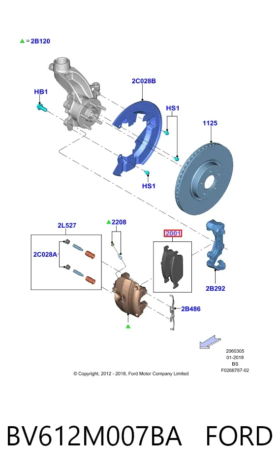 Передні тормозні колодки BV612M007BA Ford