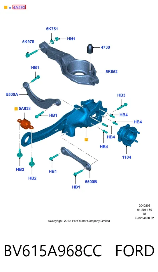 Цапфа - поворотний кулак задній, правий BV615A968CC Ford