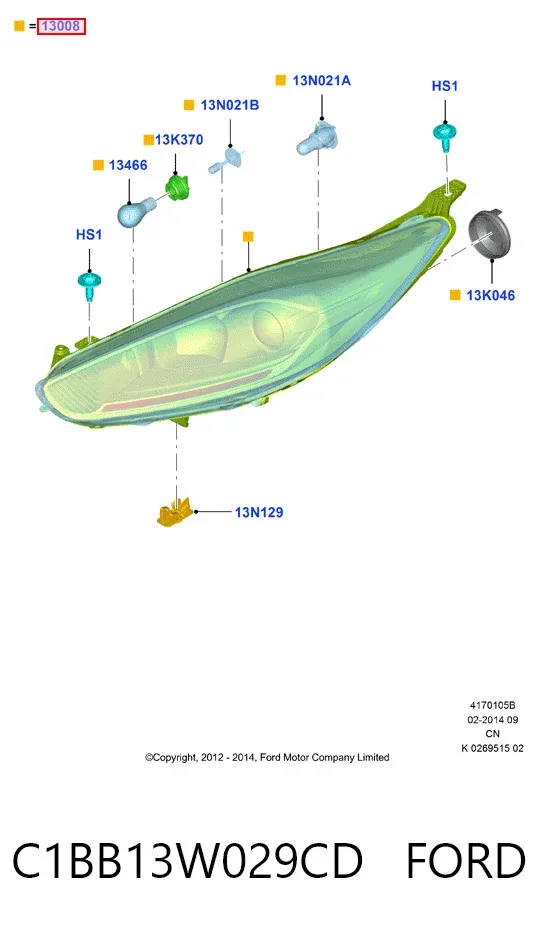 Фара права C1BB13W029CD Ford