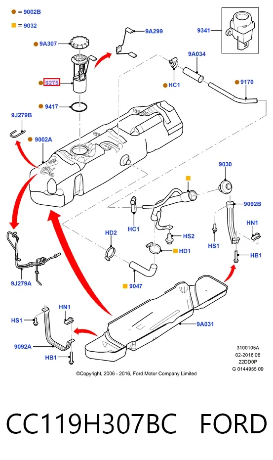 Бензонасос CC119H307BC Ford