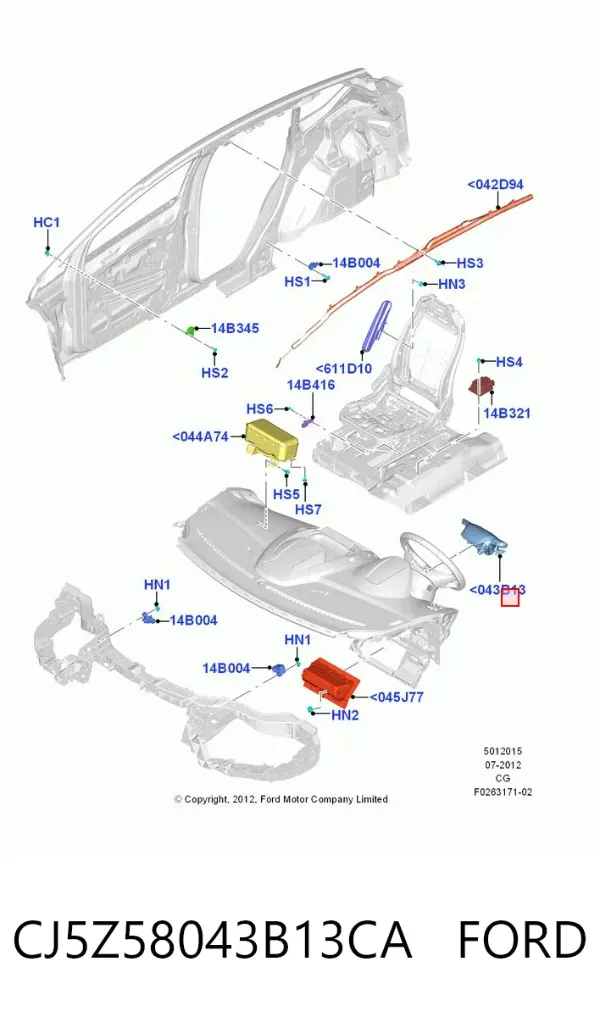 Подушка безпеки, водійська, AIRBAG CJ5Z58043B13CA Ford