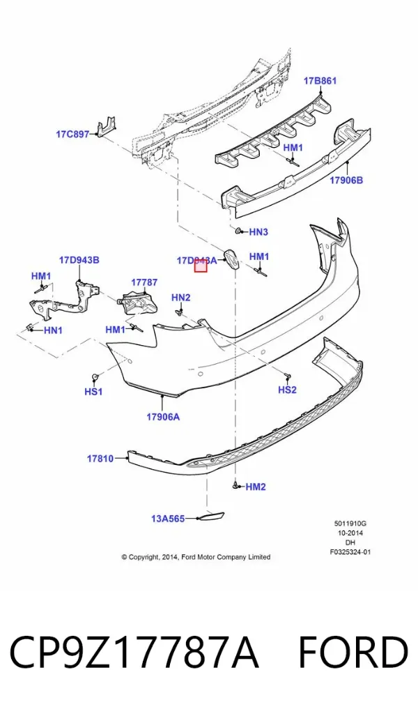 Кронштейн бампера заднього CP9Z17787A Ford