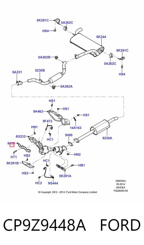 Прокладка впускного колектора CP9Z9448A Ford