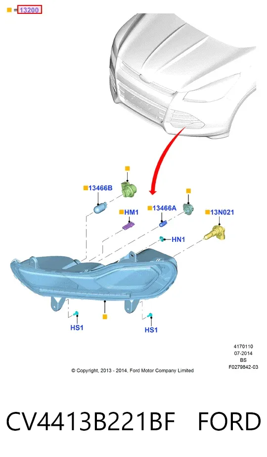 Фара протитуманна, ліва CV4413B221BF Ford