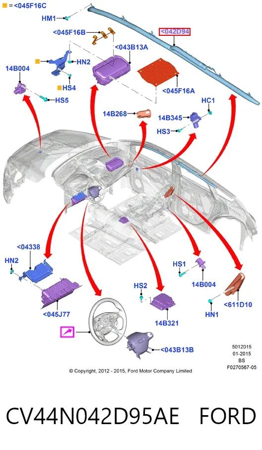 Подушка безпеки, збоку, ліва, AIRBAG CV44N042D95AE Ford