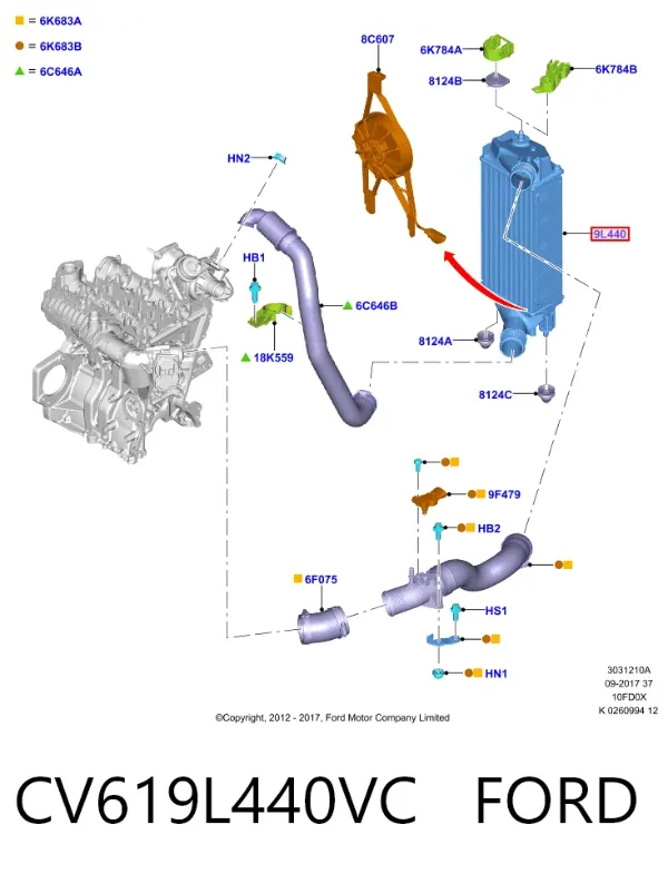 Інтеркулер CV619L440VC Ford