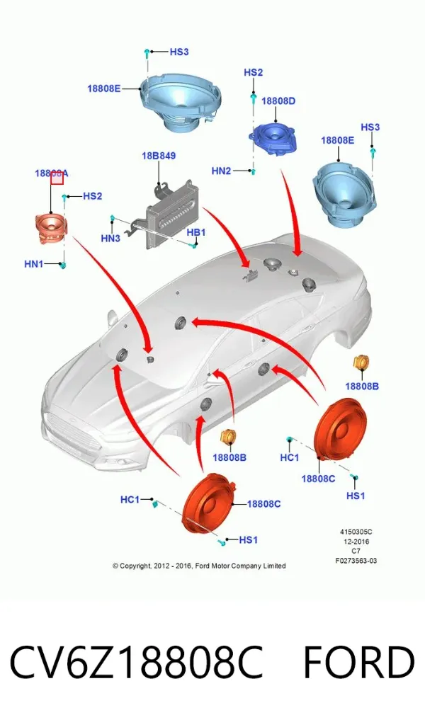 Динамік "торпедо" CV6Z18808C Ford