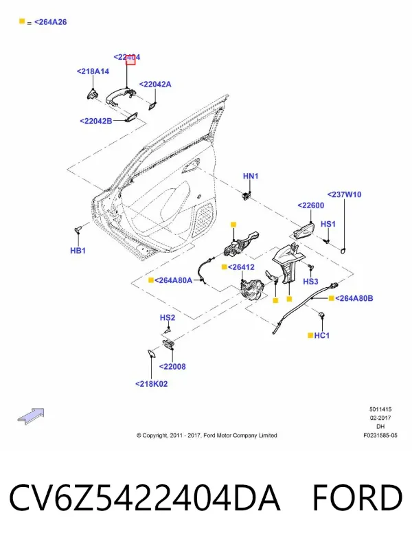 Ручка передньої двері зовнішня CV6Z5422404DA Ford