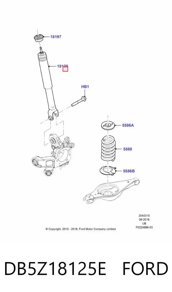 Амортизатор передній, правий DB5Z18125E Ford