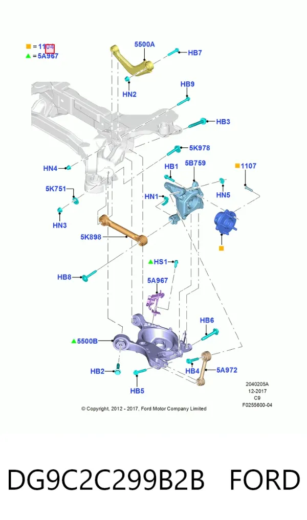 Задня маточина DG9C2C299B2B Ford