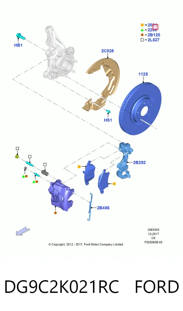 Передні тормозні колодки DG9C2K021RC Ford