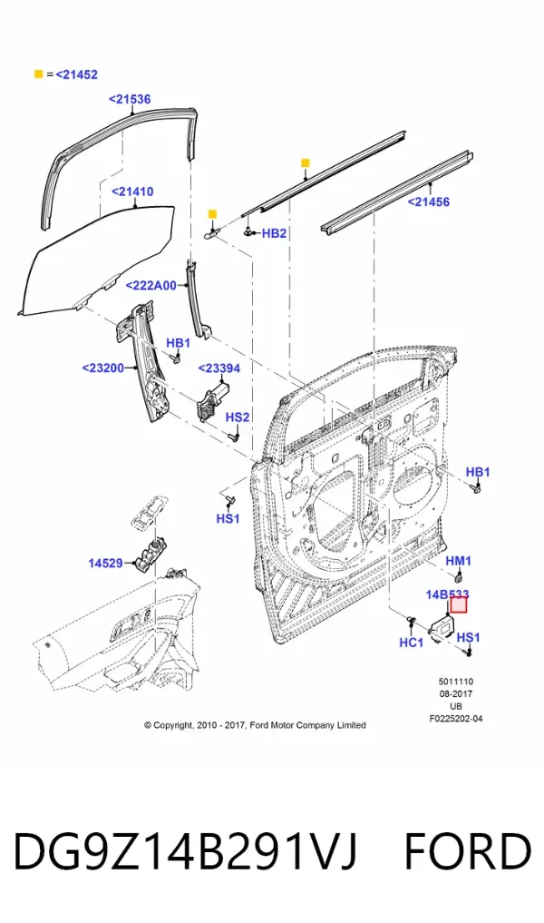 Блок комфорту передніх дверей DG9Z14B291VJ Ford