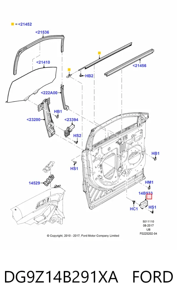 Блок комфорту передніх дверей DG9Z14B291XA Ford