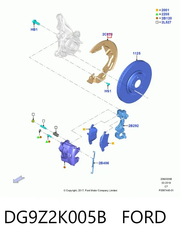Захист гальмівного диска, переднього, лівого DG9Z2K005B Ford