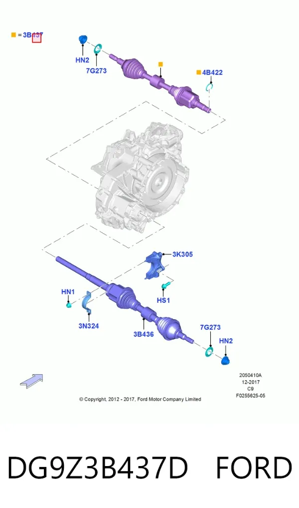 Ліва піввісь DG9Z3B437D Ford