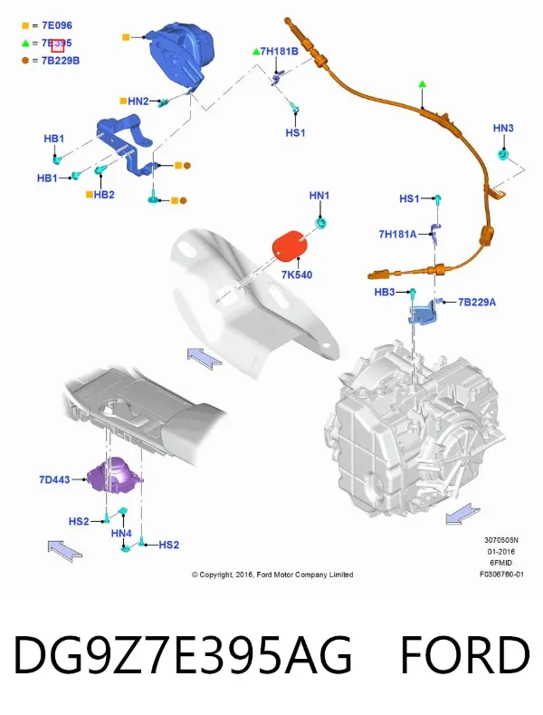 Трос перемикання передач, вибору передачі DG9Z7E395AG Ford