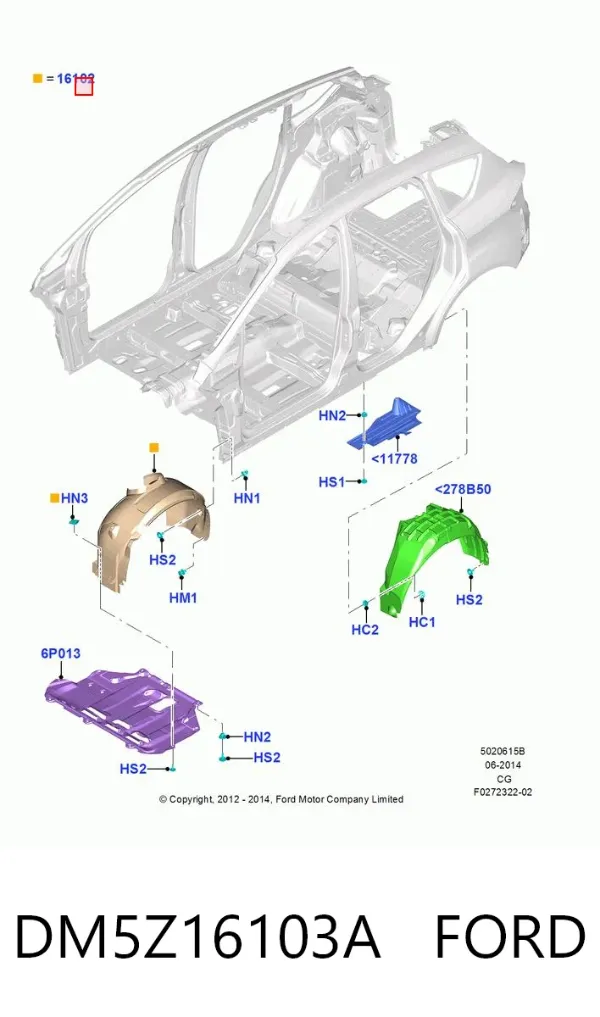 Підкрилок передній лівий DM5Z16103A Ford
