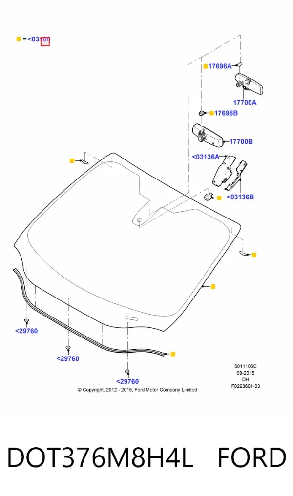 Лобове скло DOT376M8H4L Ford
