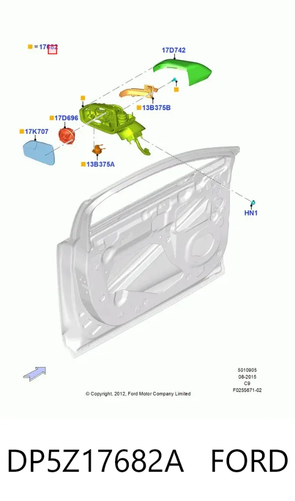 Дзеркало праве DP5Z17682A Ford