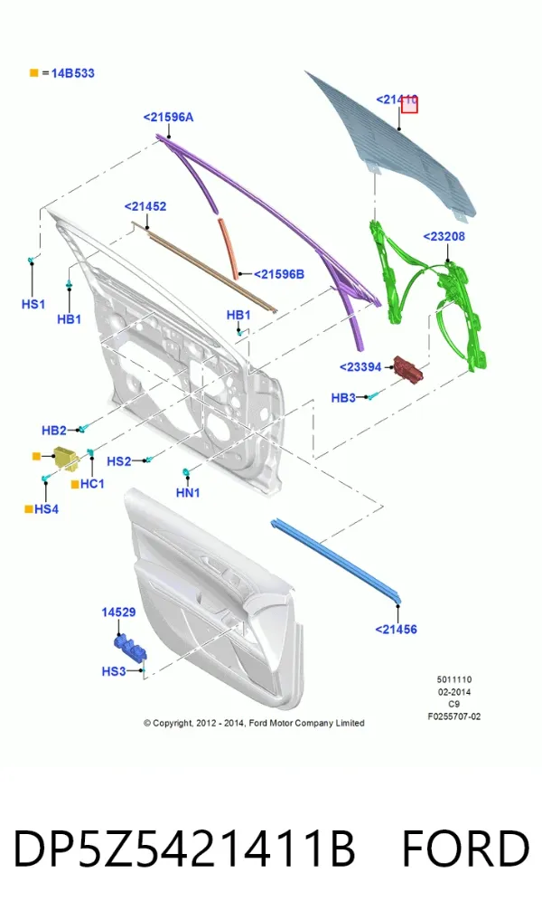 Скло передніх дверей, лівою DP5Z5421411B Ford