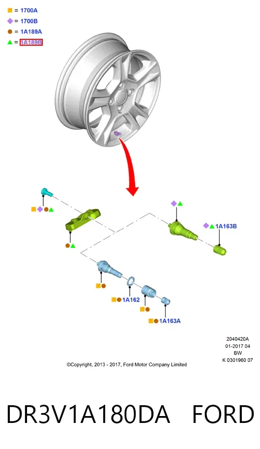 Датчик тиску в шинах DR3V1A180DA Ford