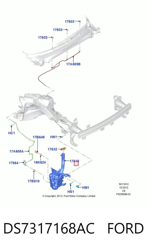 Бачок омивача DS7317168AC Ford