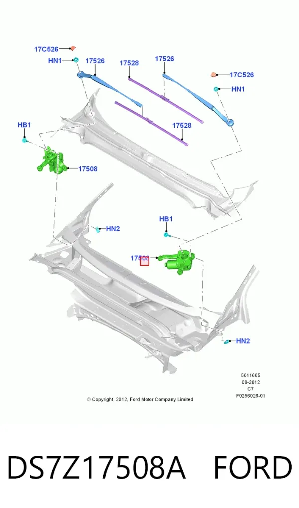 Двигун склоочисника лобового скла (трапеції) DS7Z17508A Ford