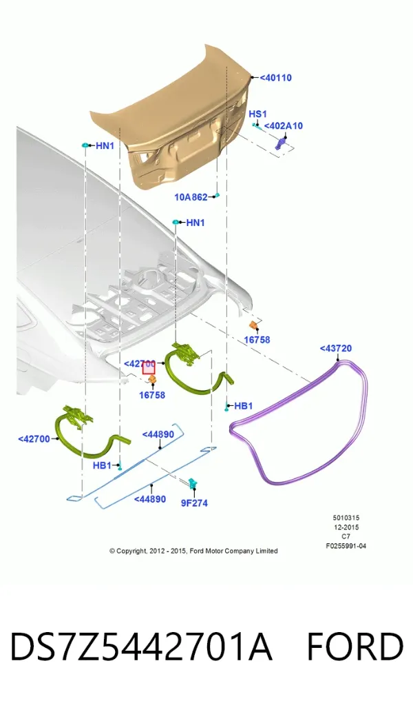 Петля кришки багажника DS7Z5442701A Ford