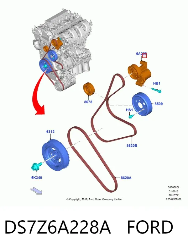 Натягувач приводного ременя DS7Z6A228A Ford